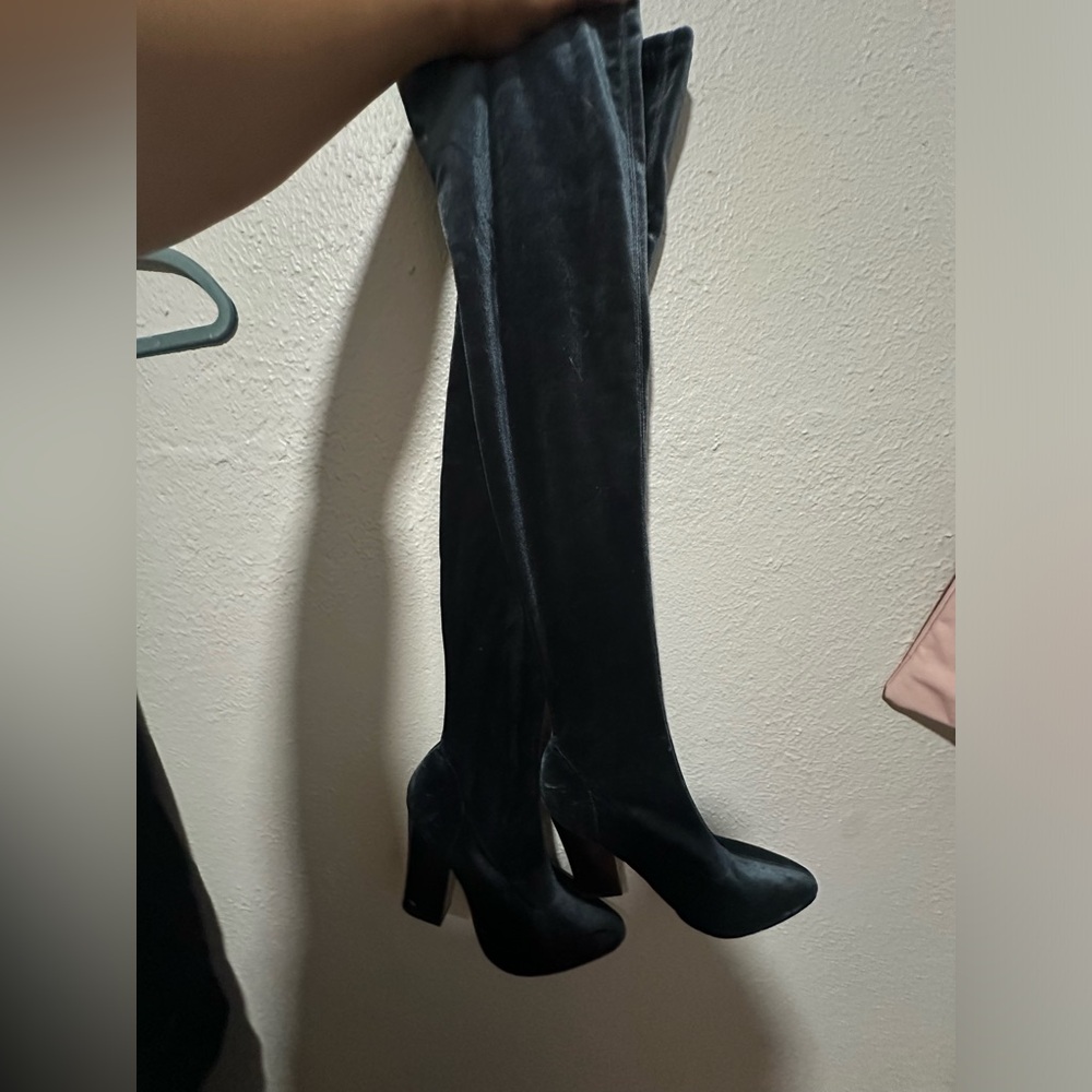 Zara thigh high satin boots